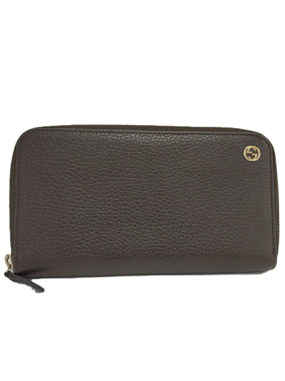 Gucci Zip Around Wallet Interlocking G Leather Brown